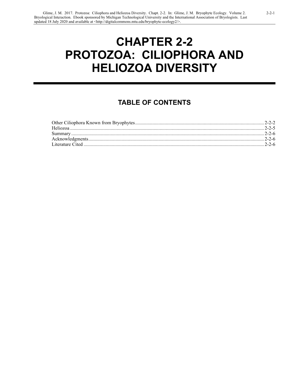 Volume 2, Chapter 2-2 Protozoa: Ciliophora and Heliozoa Diversity