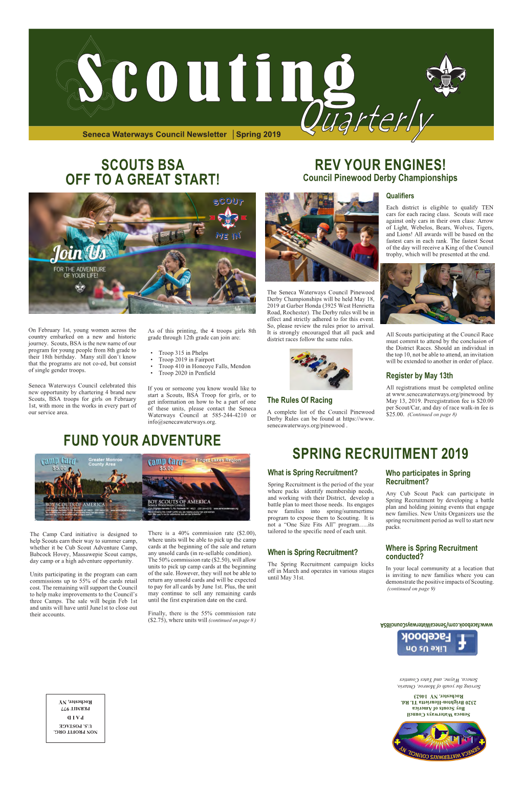 Quarterly Is the Official Newsletter of Seneca Waterways Council, Boy Scouts of America