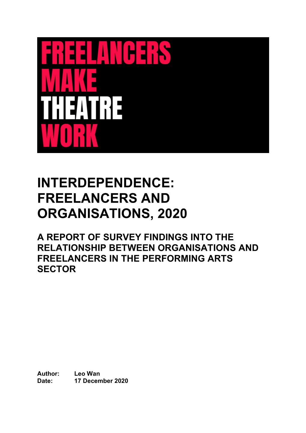 Interdependence: Freelancers and Organisations, 2020