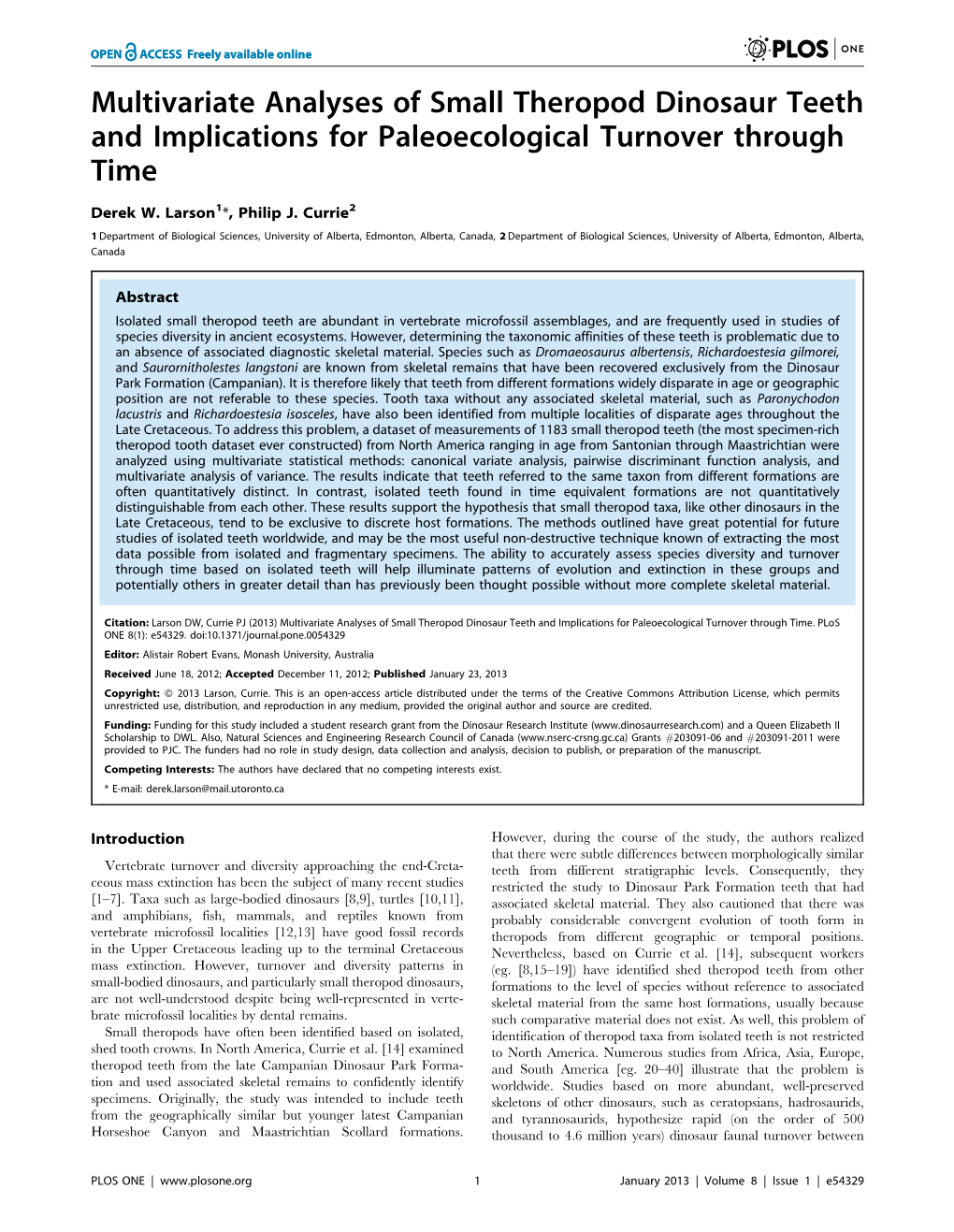 Multivariate Analyses of Small Theropod Dinosaur Teeth and Implications for Paleoecological Turnover Through Time