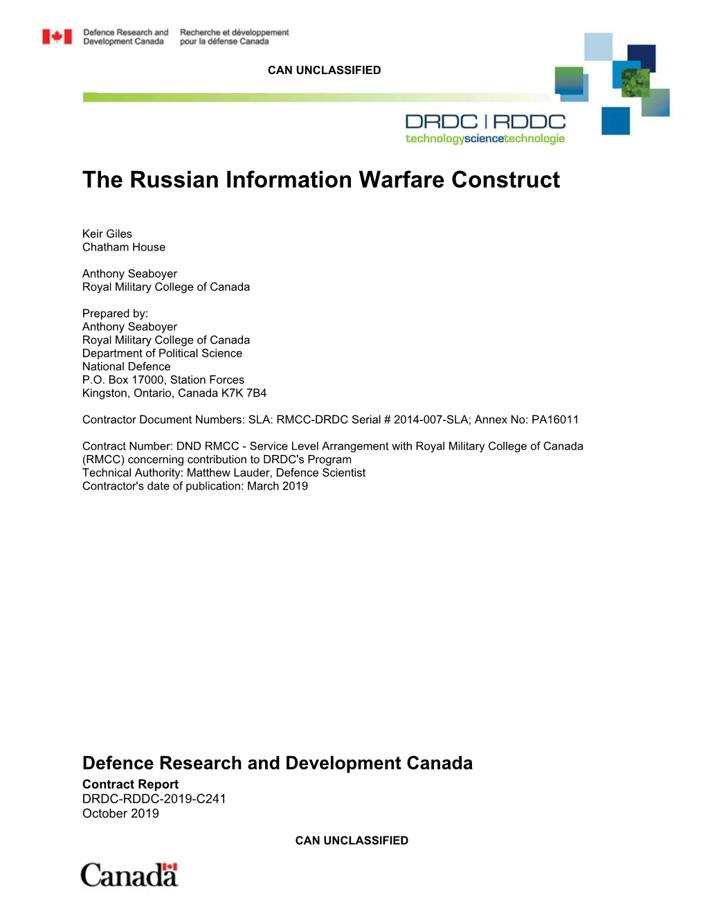 The Russian Information Warfare Construct