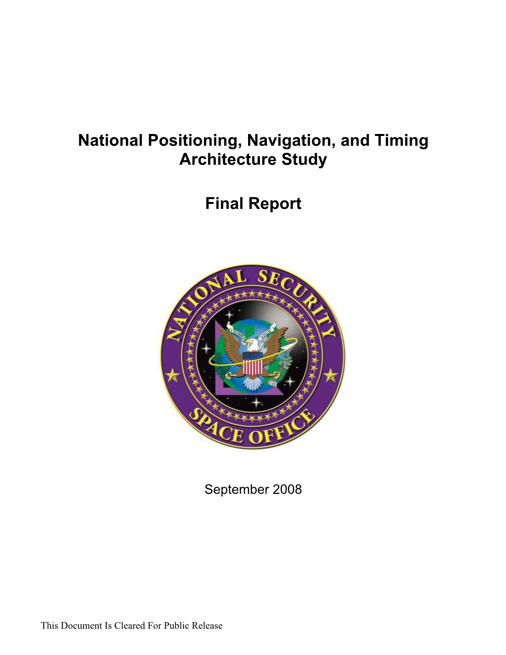 National PNT Architecture Study