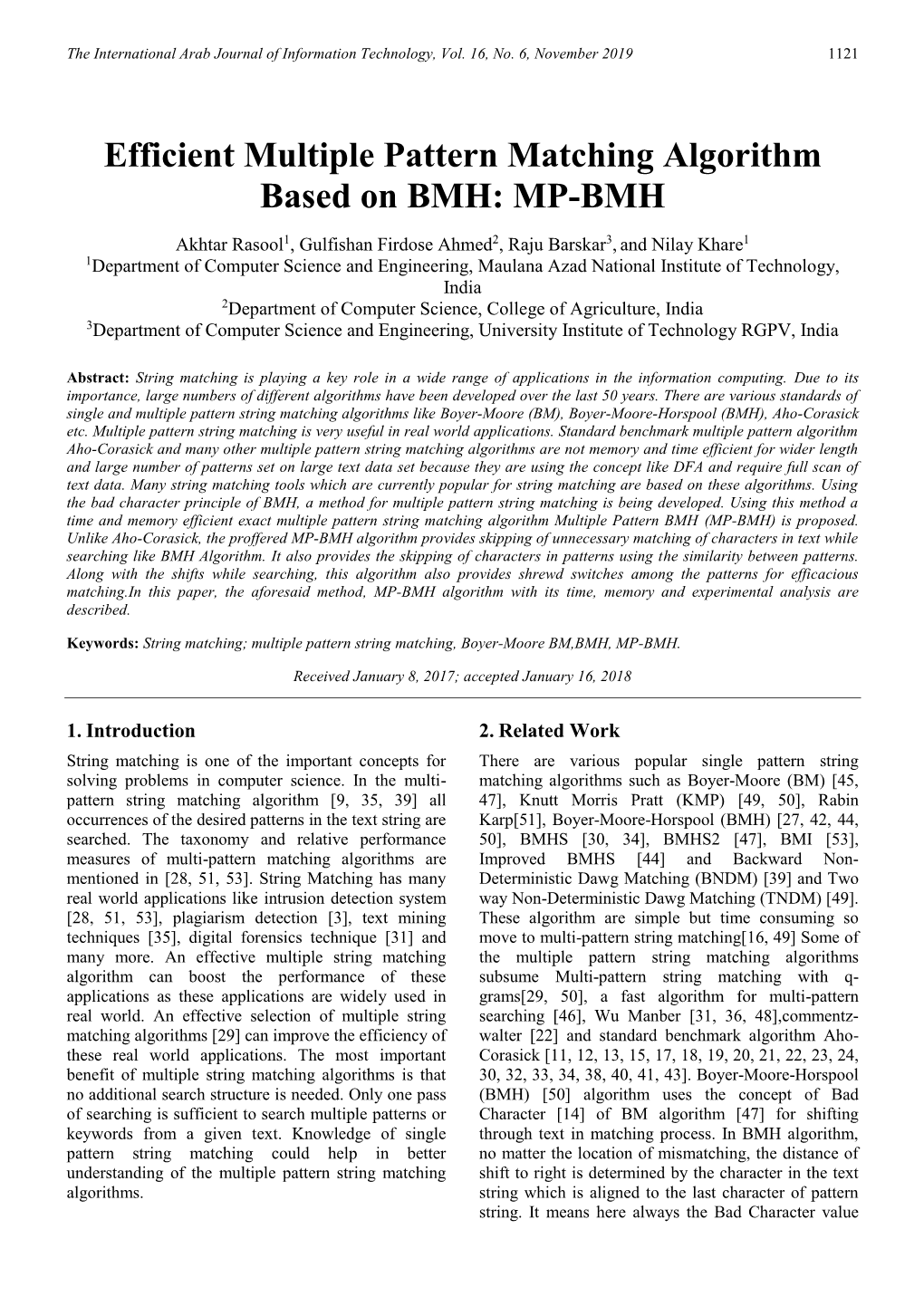 Efficient Multiple Pattern Matching Algorithm Based on BMH: MP-BMH