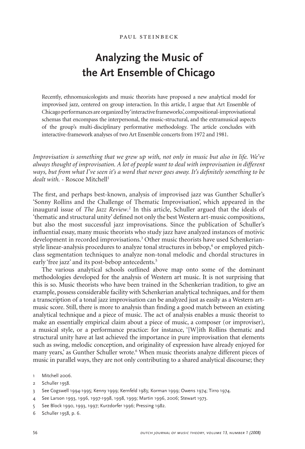 Analyzing the Music of the Art Ensemble of Chicago