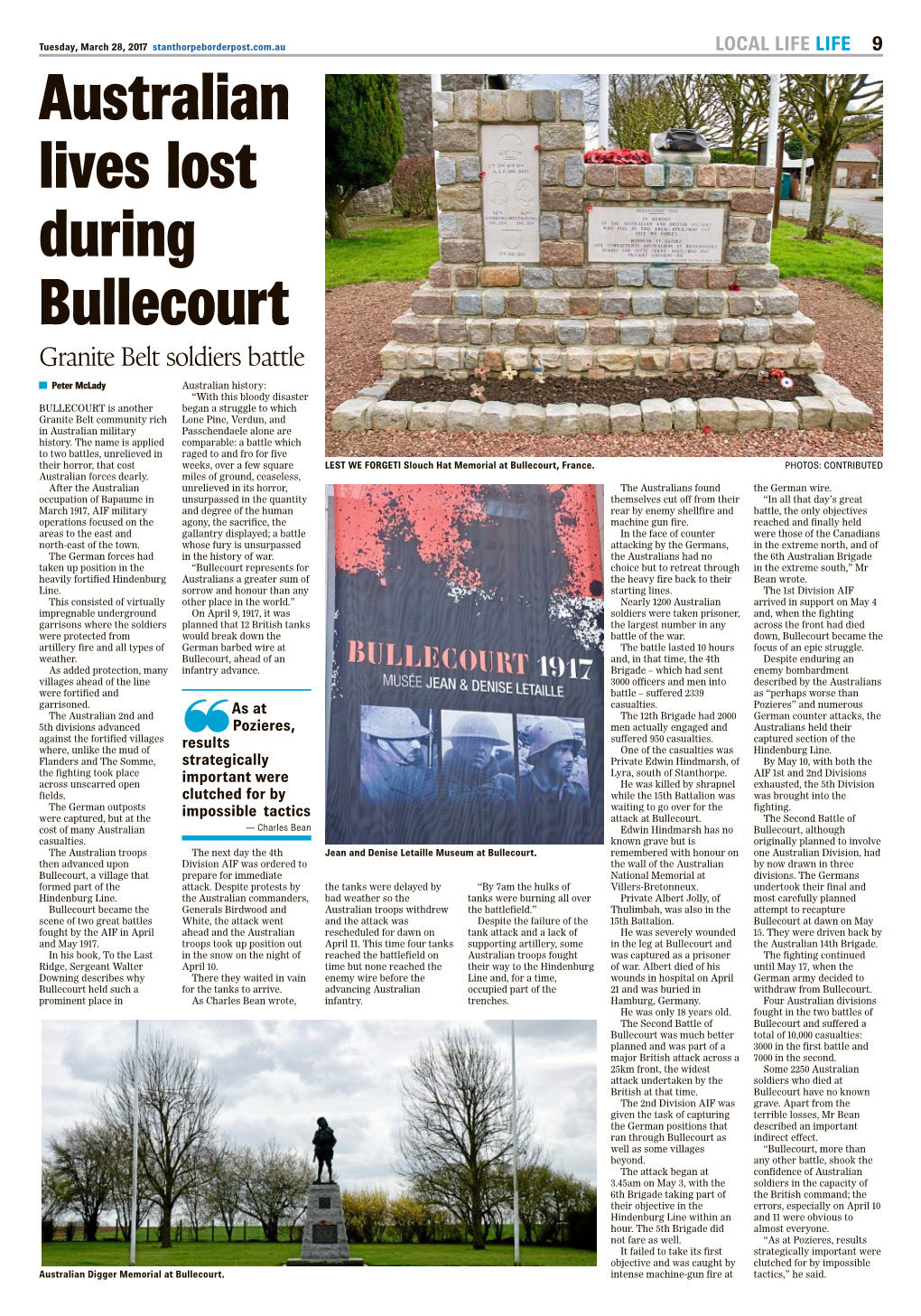 Australian Lives Lost During Bullecourt Granite Belt Soldiers Battle