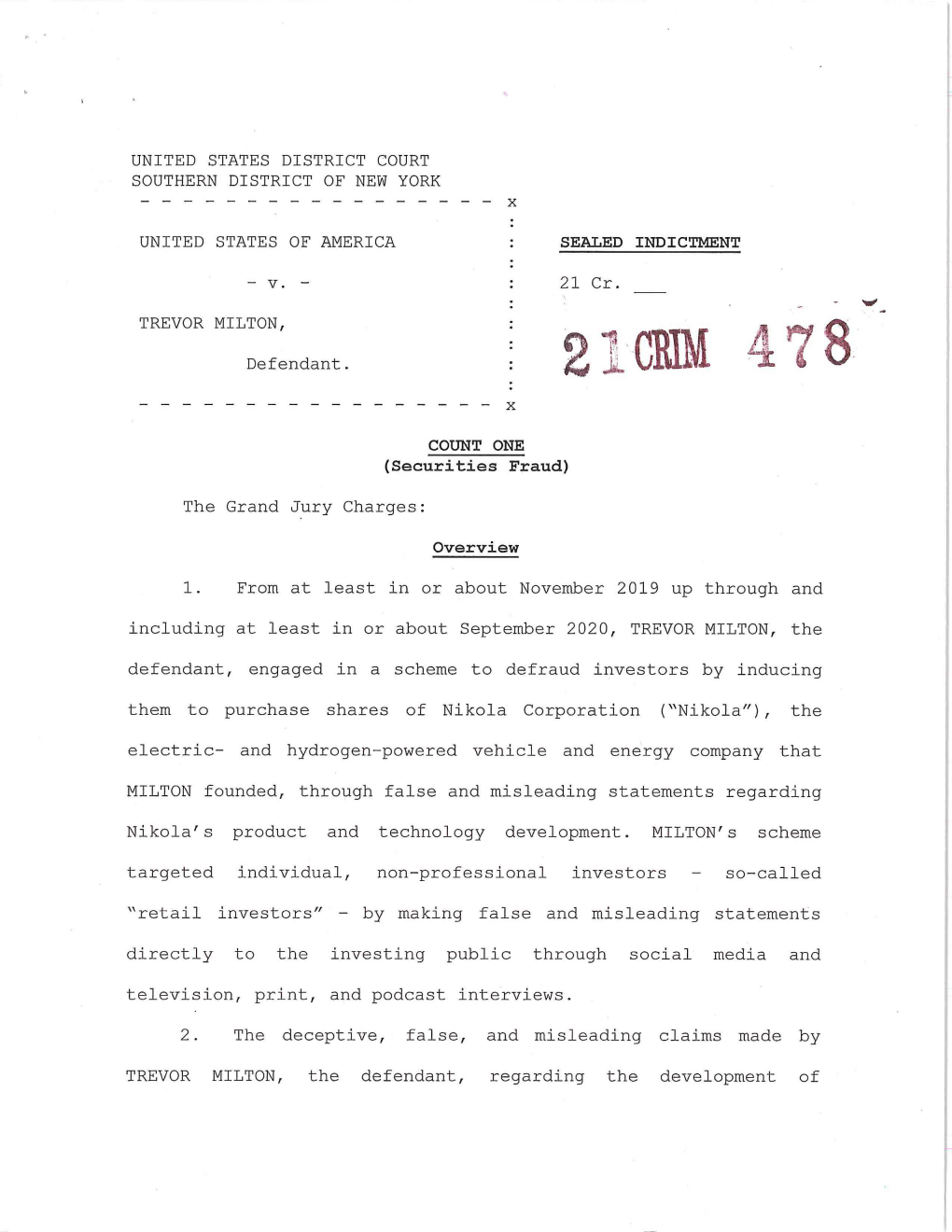 Download U.S. V. Trevor Milton Indictment