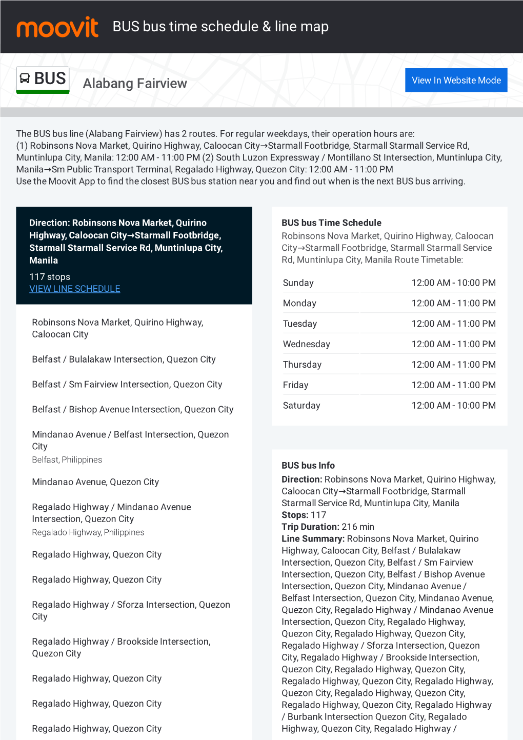 BUS Bus Time Schedule & Line Route