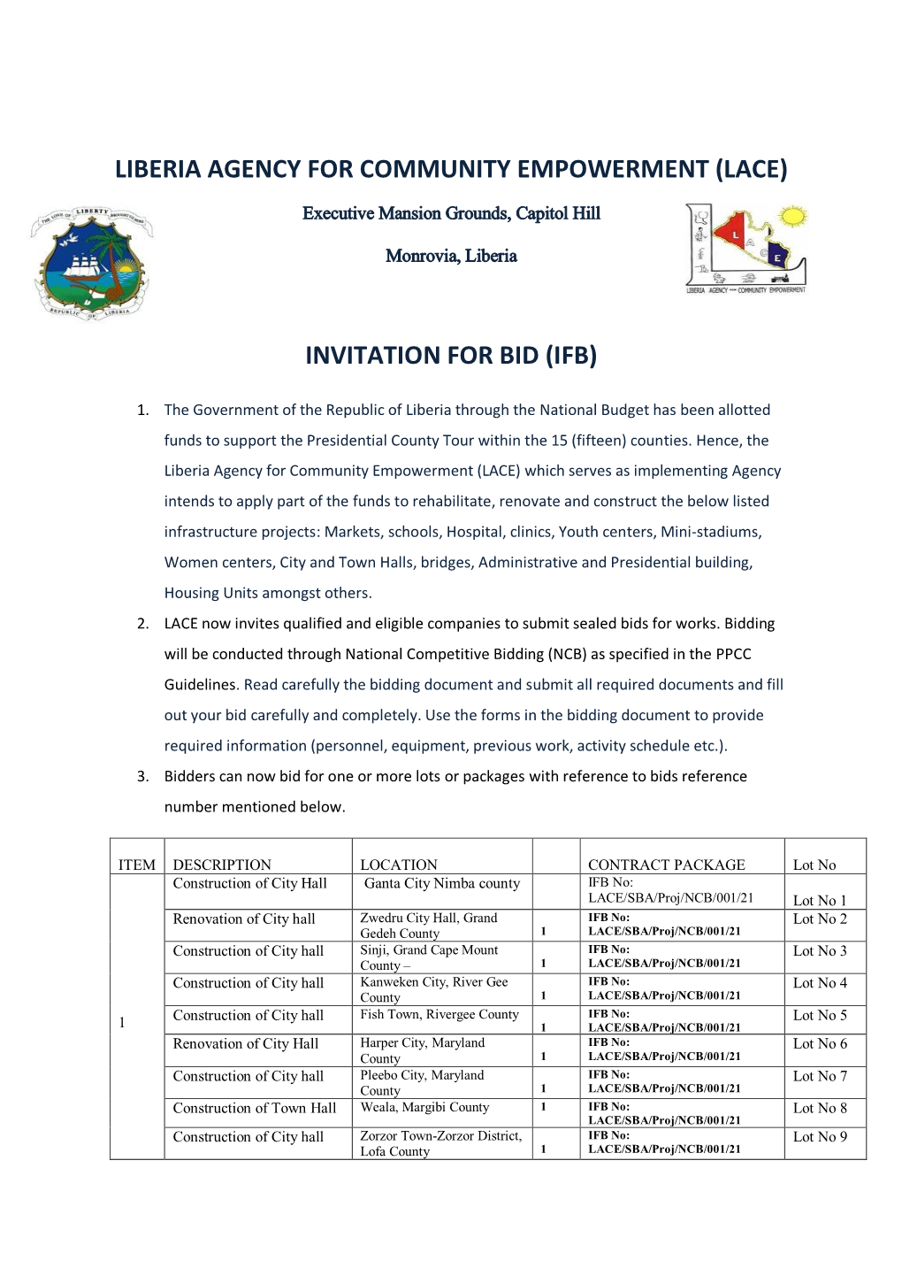 Invitation for Bid (Ifb)