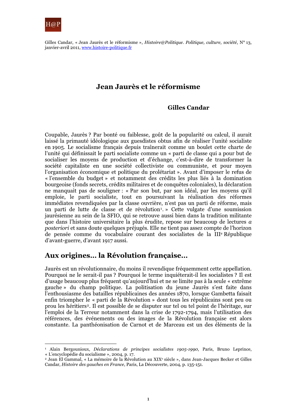 Jean Jaurs Et Le Rformisme