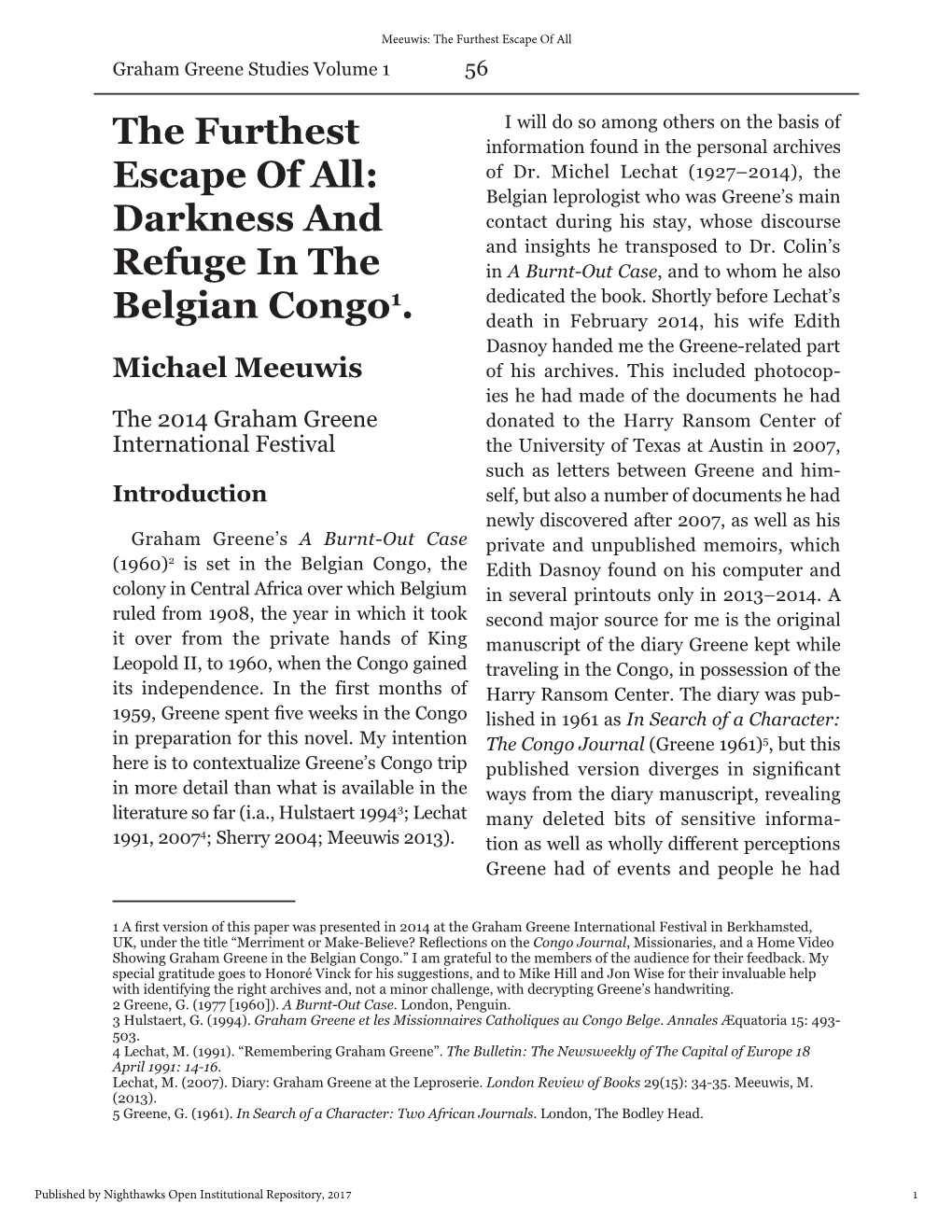 Darkness and Refuge in the Belgian Congo