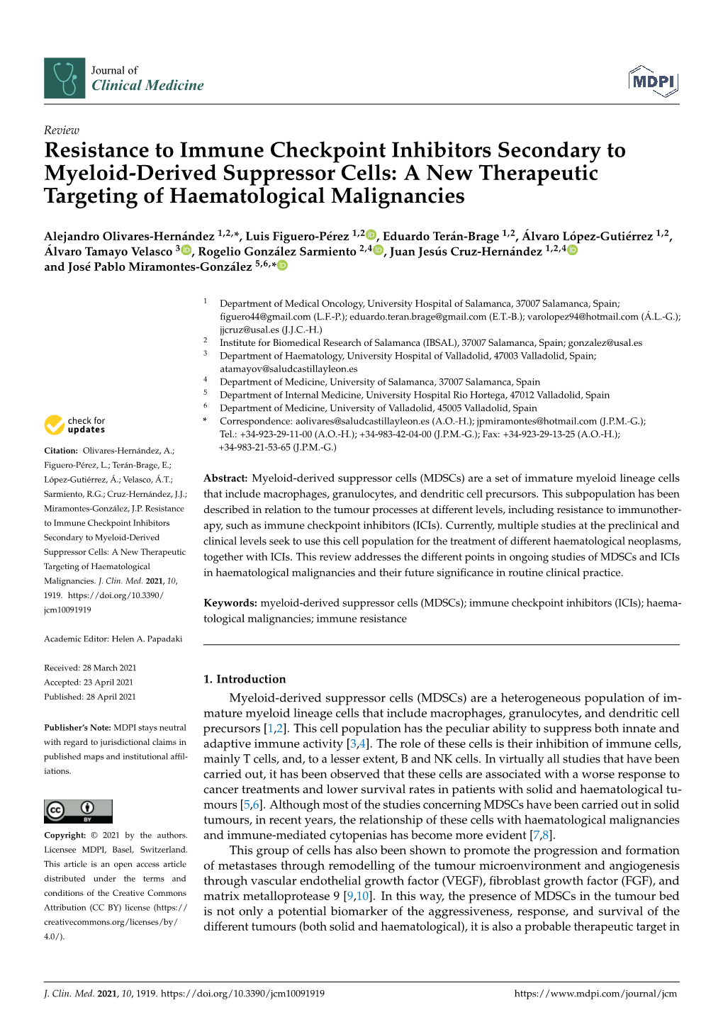 Resistance to Immune Checkpoint Inhibitors Secondary to Myeloid-Derived Suppressor Cells: a New Therapeutic Targeting of Haematological Malignancies