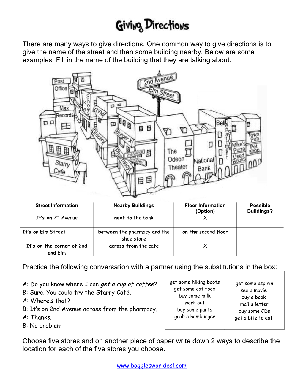 There Are Many Ways to Give Directions. One Common Way to Give Directions Is to Give The