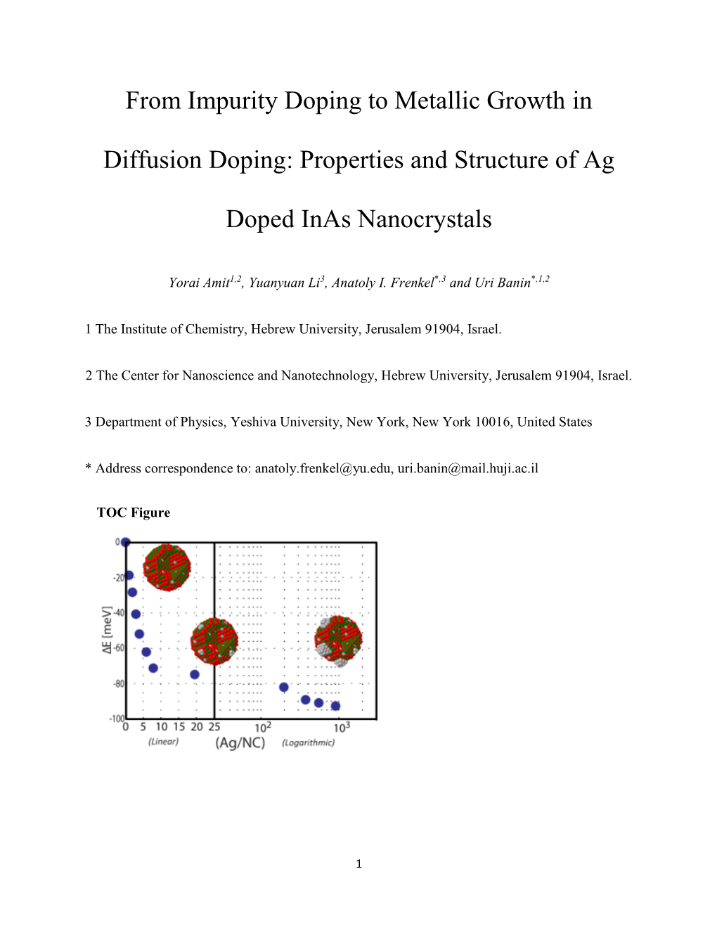 Properties and Structure of Ag Doped Inas Nanocrystals