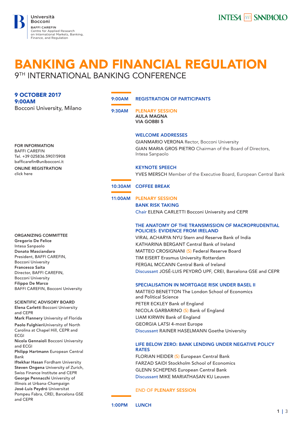 Banking and Financial Regulation 9Th International Banking Conference