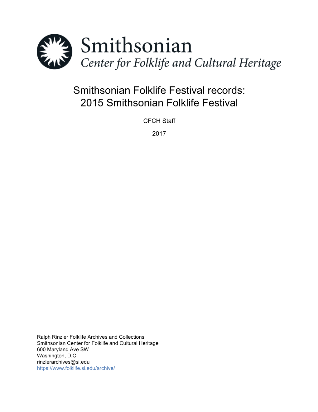 2015 Smithsonian Folklife Festival