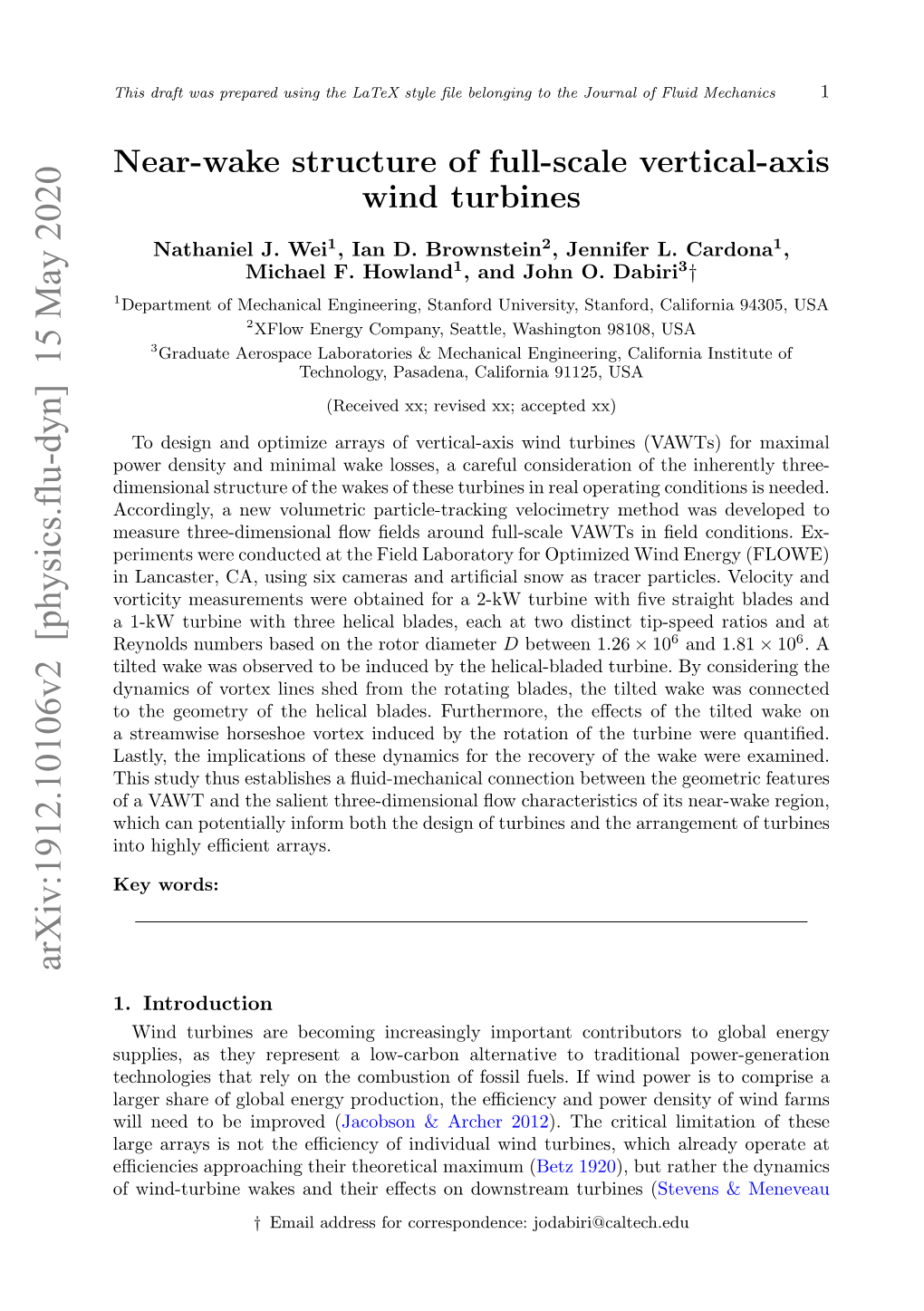 Near-Wake Structure of Full-Scale Vertical-Axis Wind Turbines