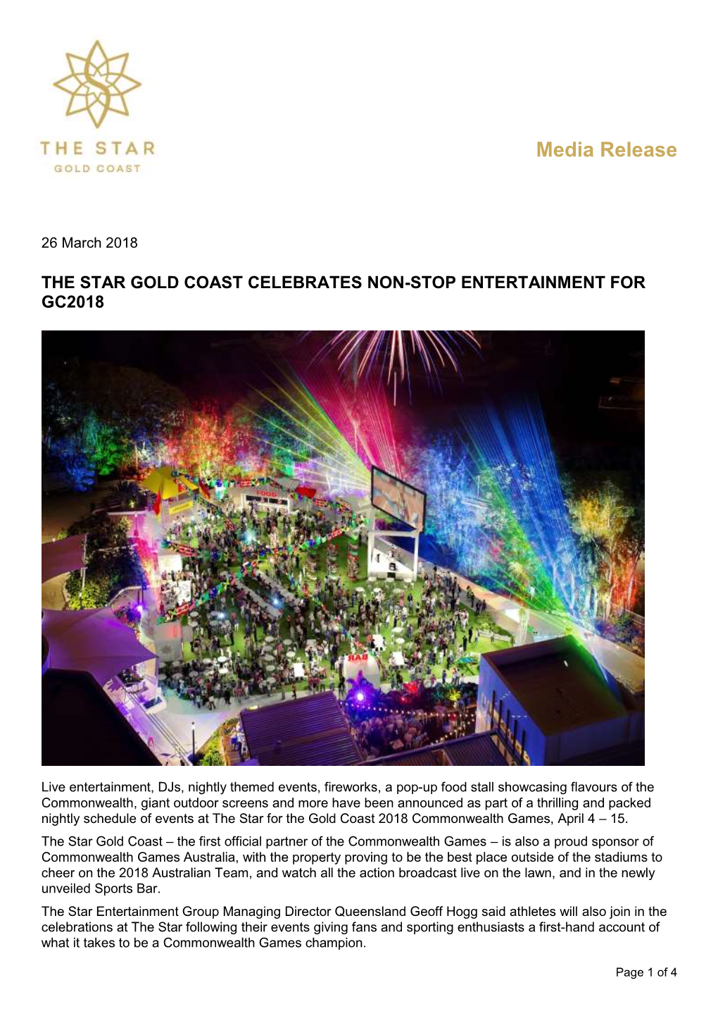 The Star Gold Coast Celebrates Non-Stop Entertainment for Gc2018