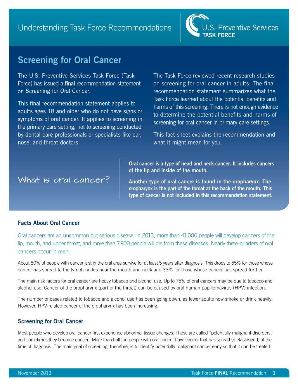 Screening for Oral Cancer