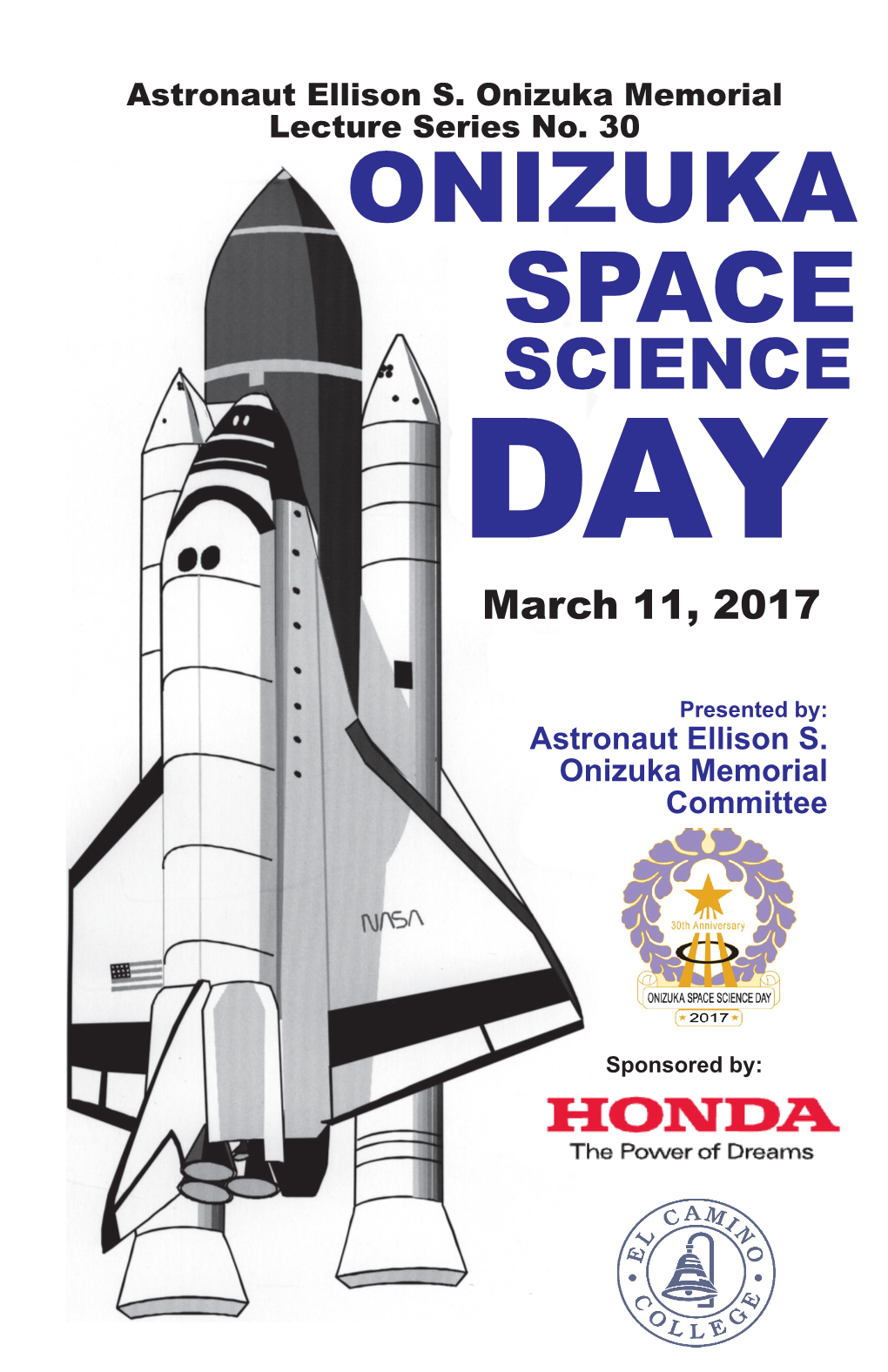 ONIZUKA SPACE SCIENCE DAY March 11, 2017