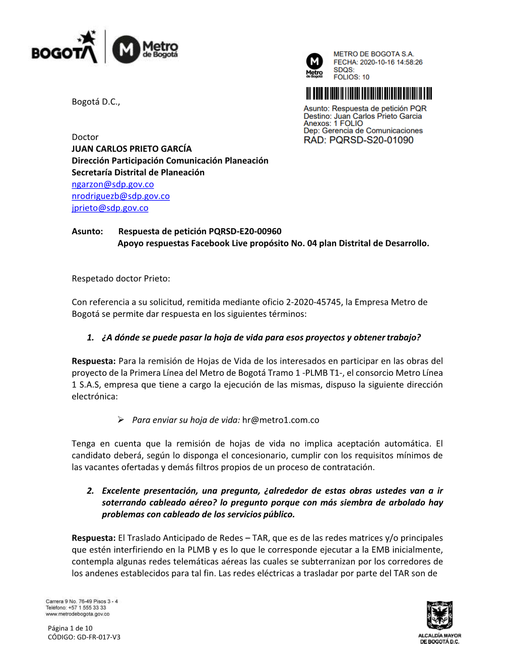 Conozca Aquí La Respuesta De La Empresa Metro