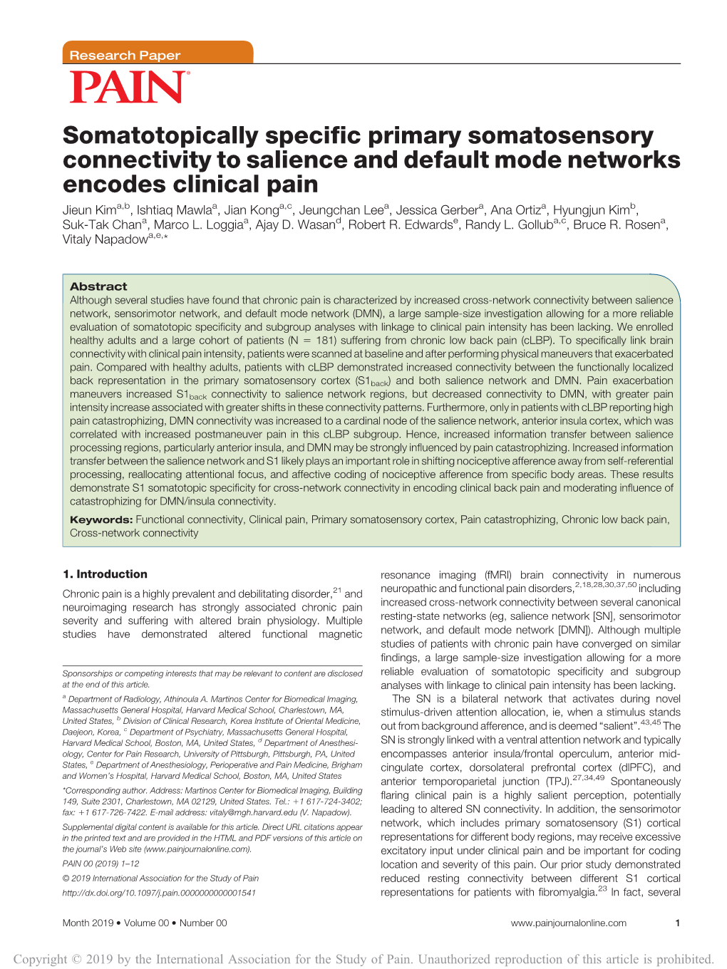 Somatotopically Specific Primary Somatosensory Connectivity To