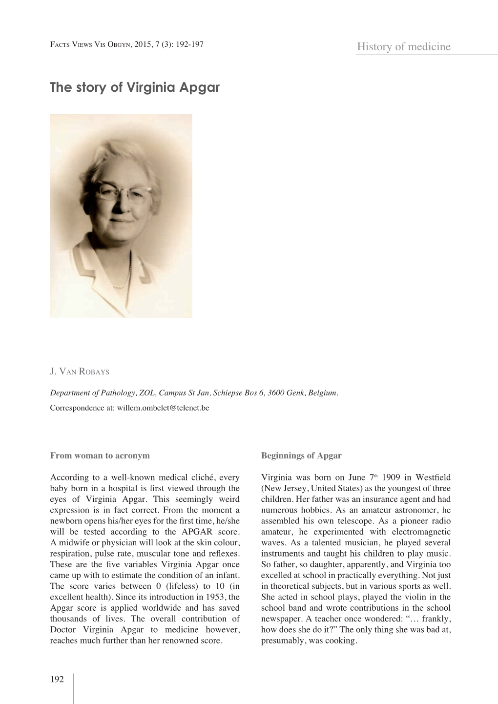 The Story of Virginia Apgar