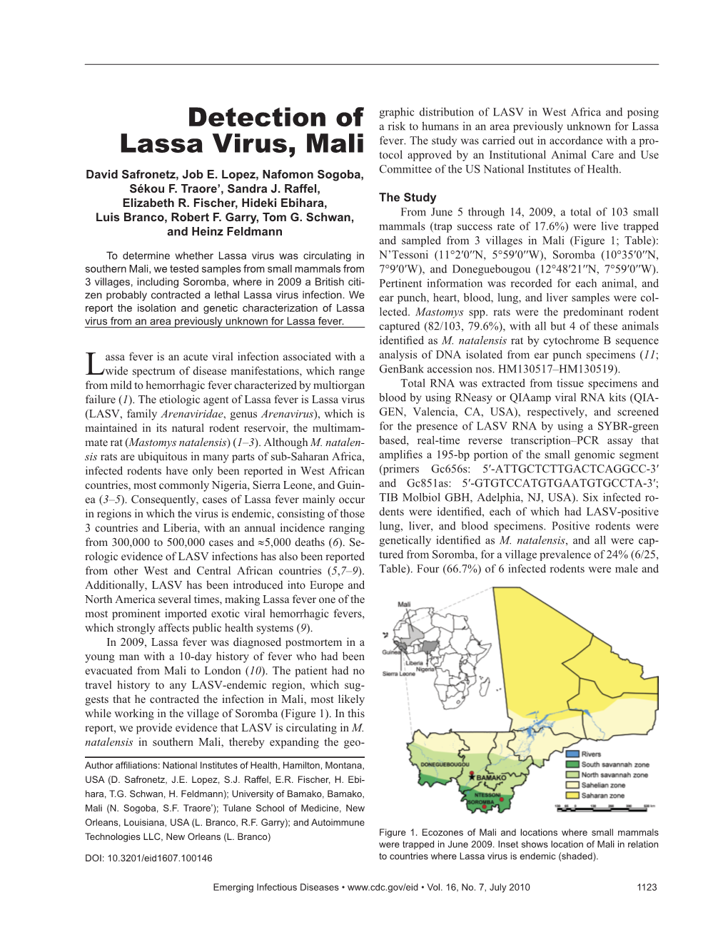 Detection of Lassa Virus, Mali