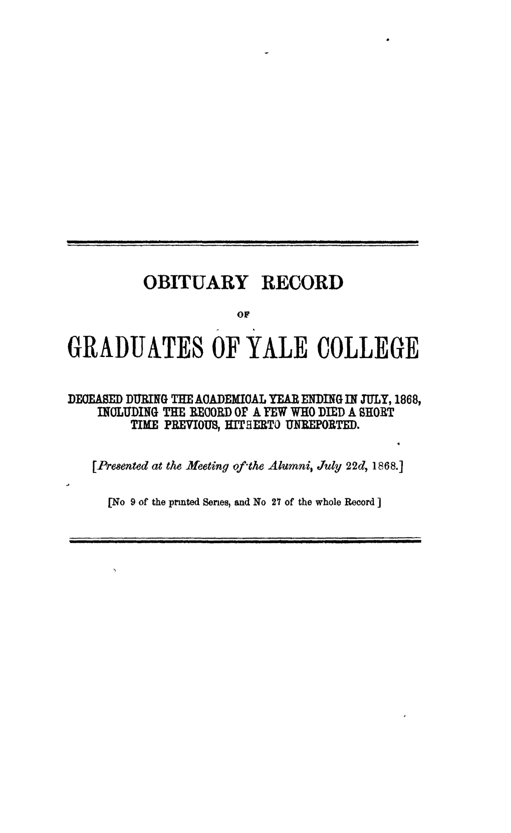 1867-1868 Obituary Record of Graduates of Yale University