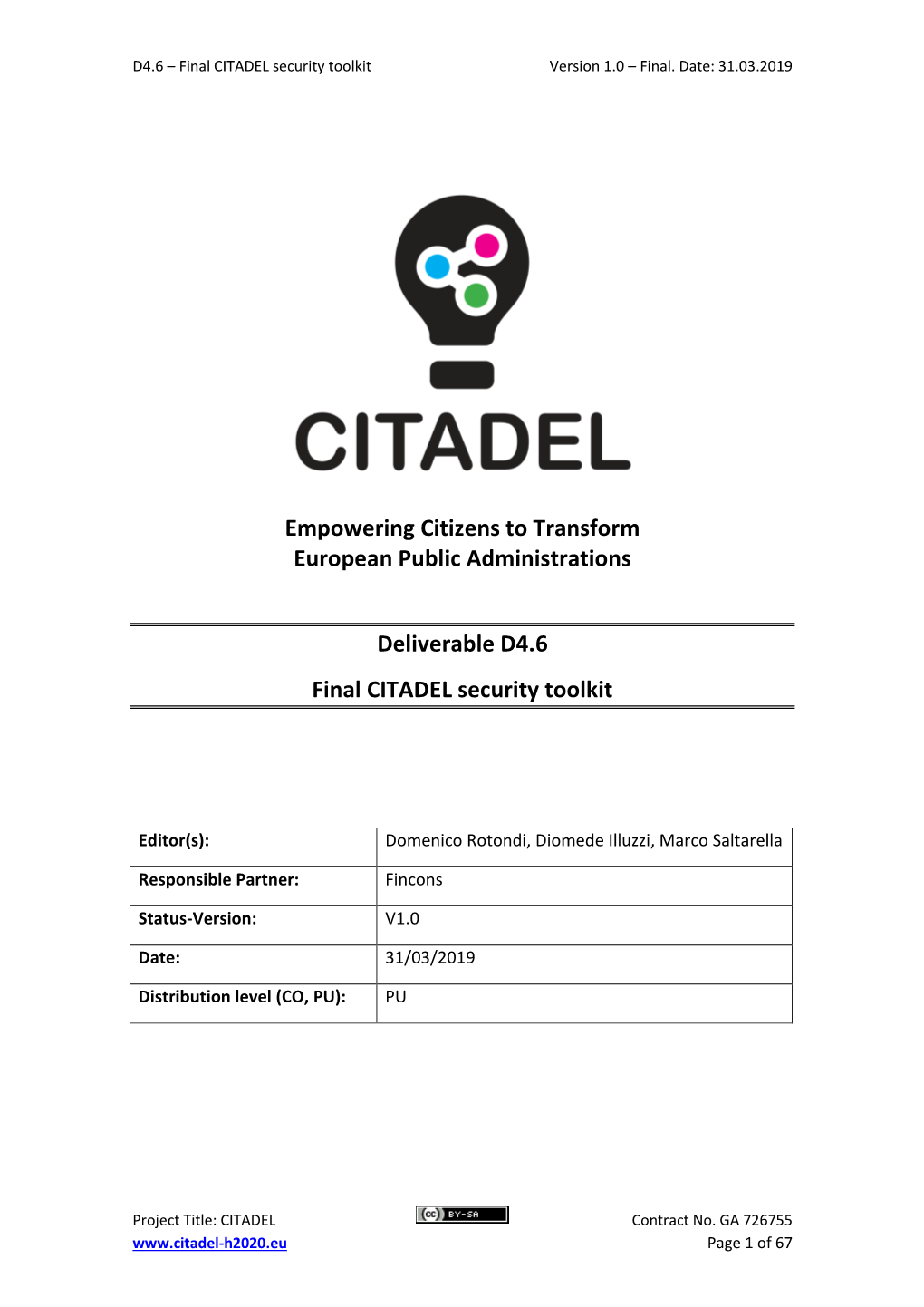 D4.6 Final CITADEL Security Toolkit