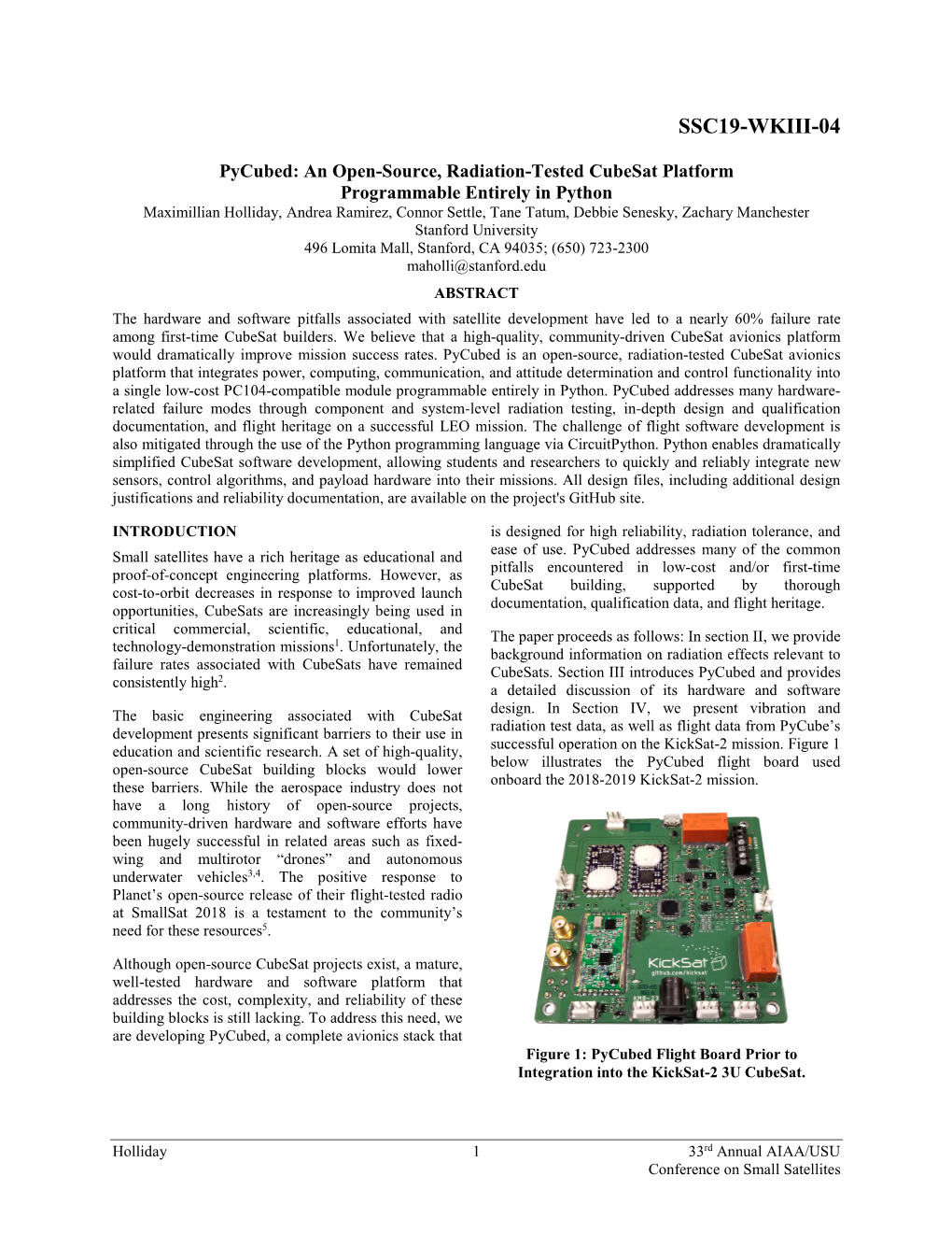 Pycubed: an Open-Source, Radiation-Tested Cubesat Platform