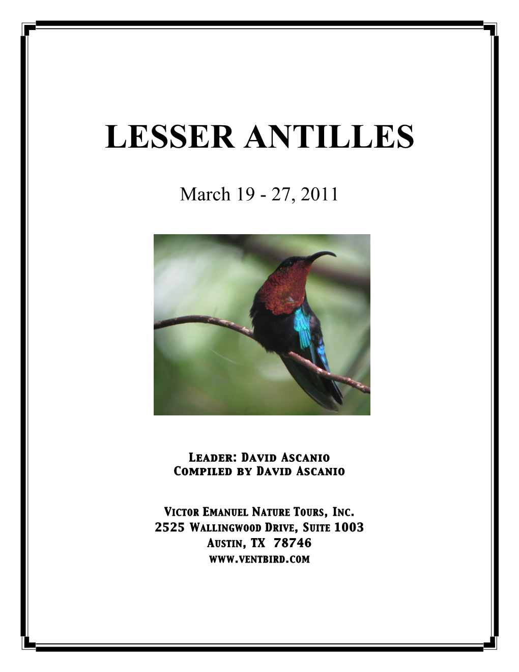 Birdlist Lesser Antilles 2011 Copy