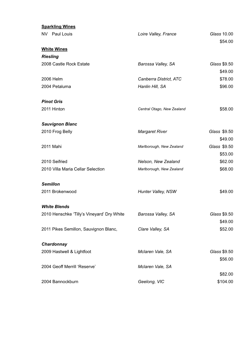 Sparkling Wines NV Paul Louis White Wines Riesling 2008 Castle Rock