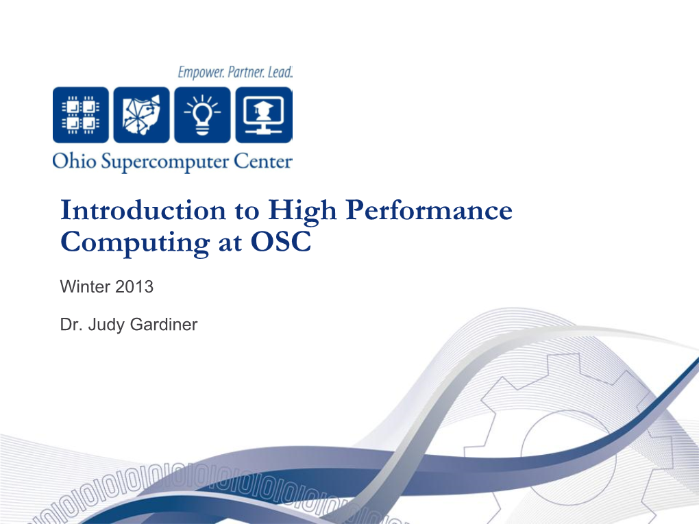 Introduction to High Performance Computing at OSC