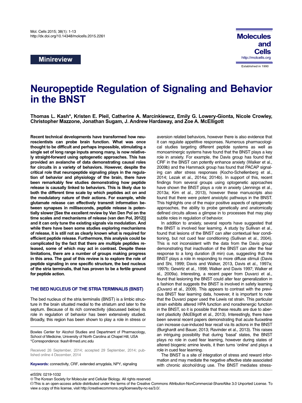 Neuropeptide Regulation of Signaling and Behavior in the BNST