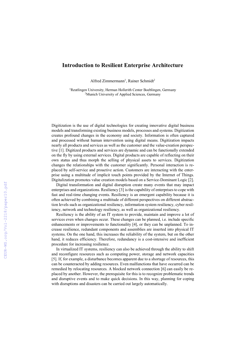 Introduction to Resilient Enterprise Architecture