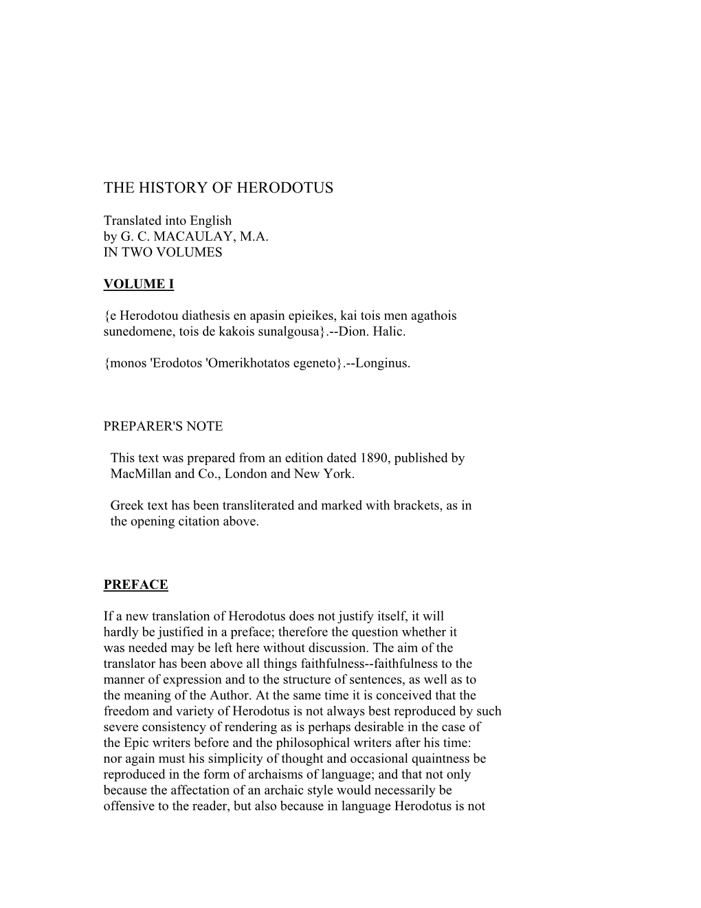 The History of Herodotus