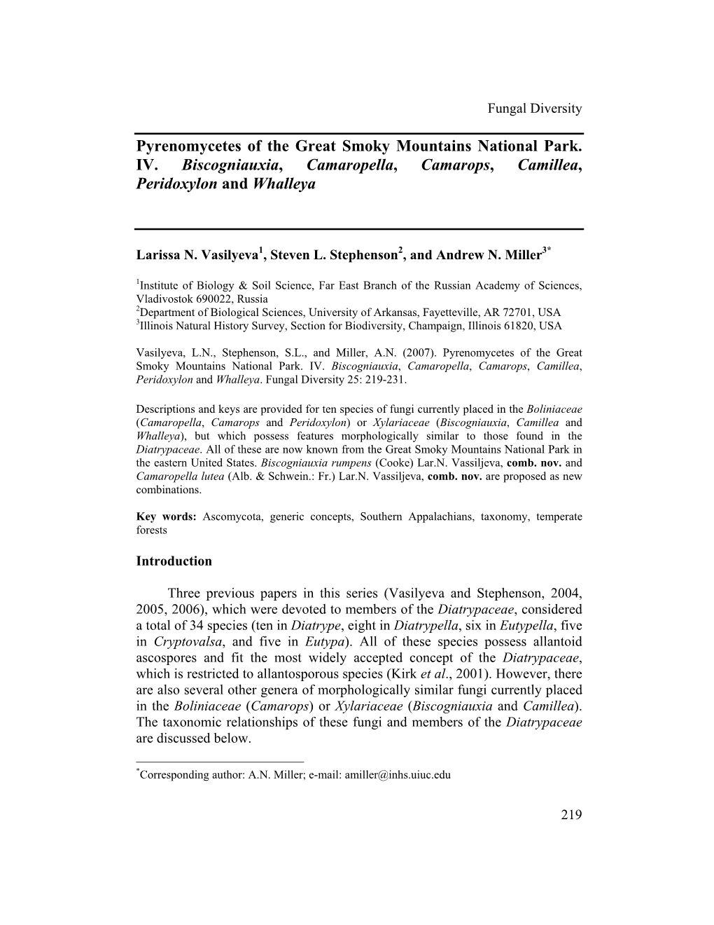 Pyrenomycetes of the Great Smoky Mountains National Park. IV