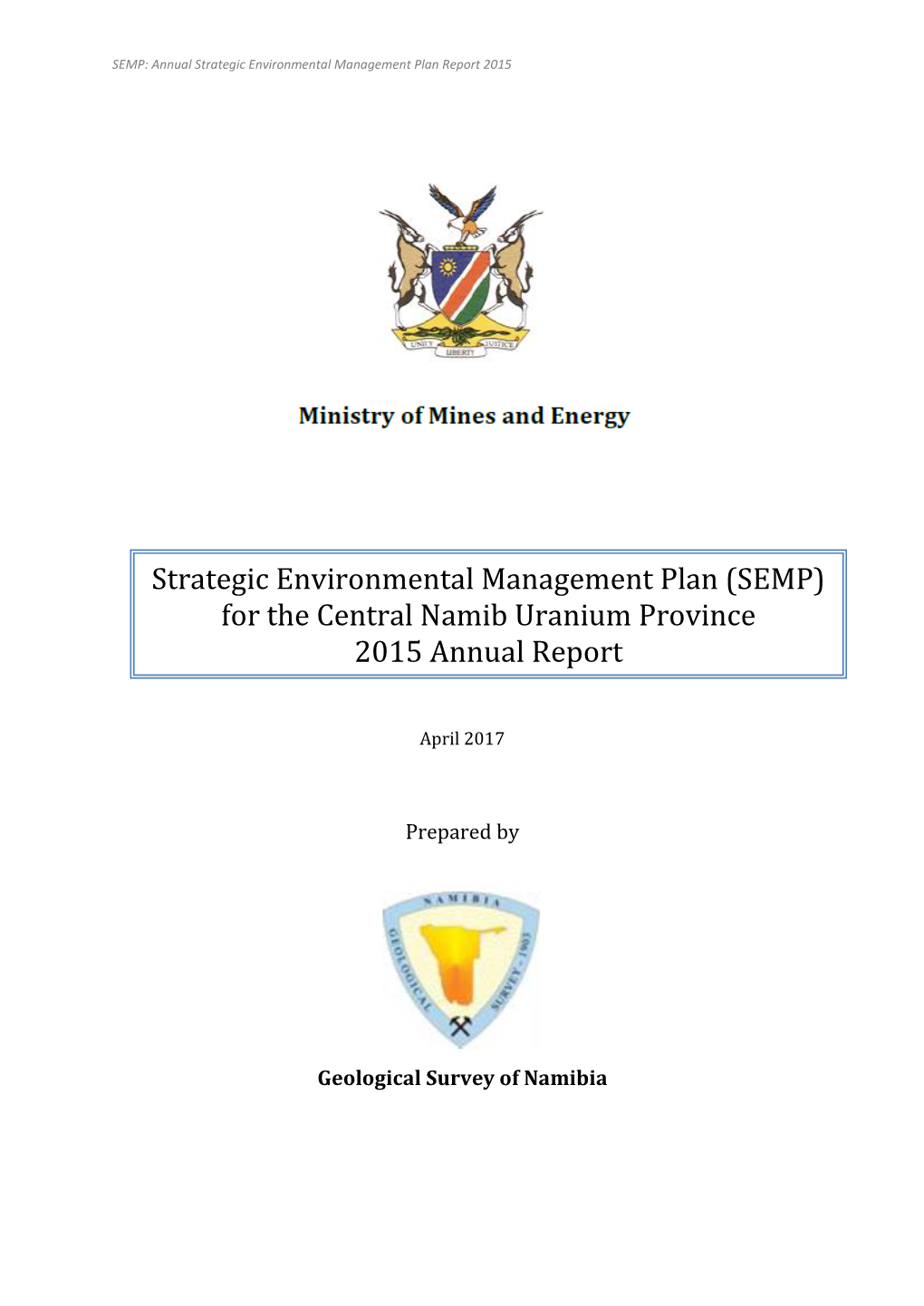 For the Central Namib Uranium Province 2015 Annual Report