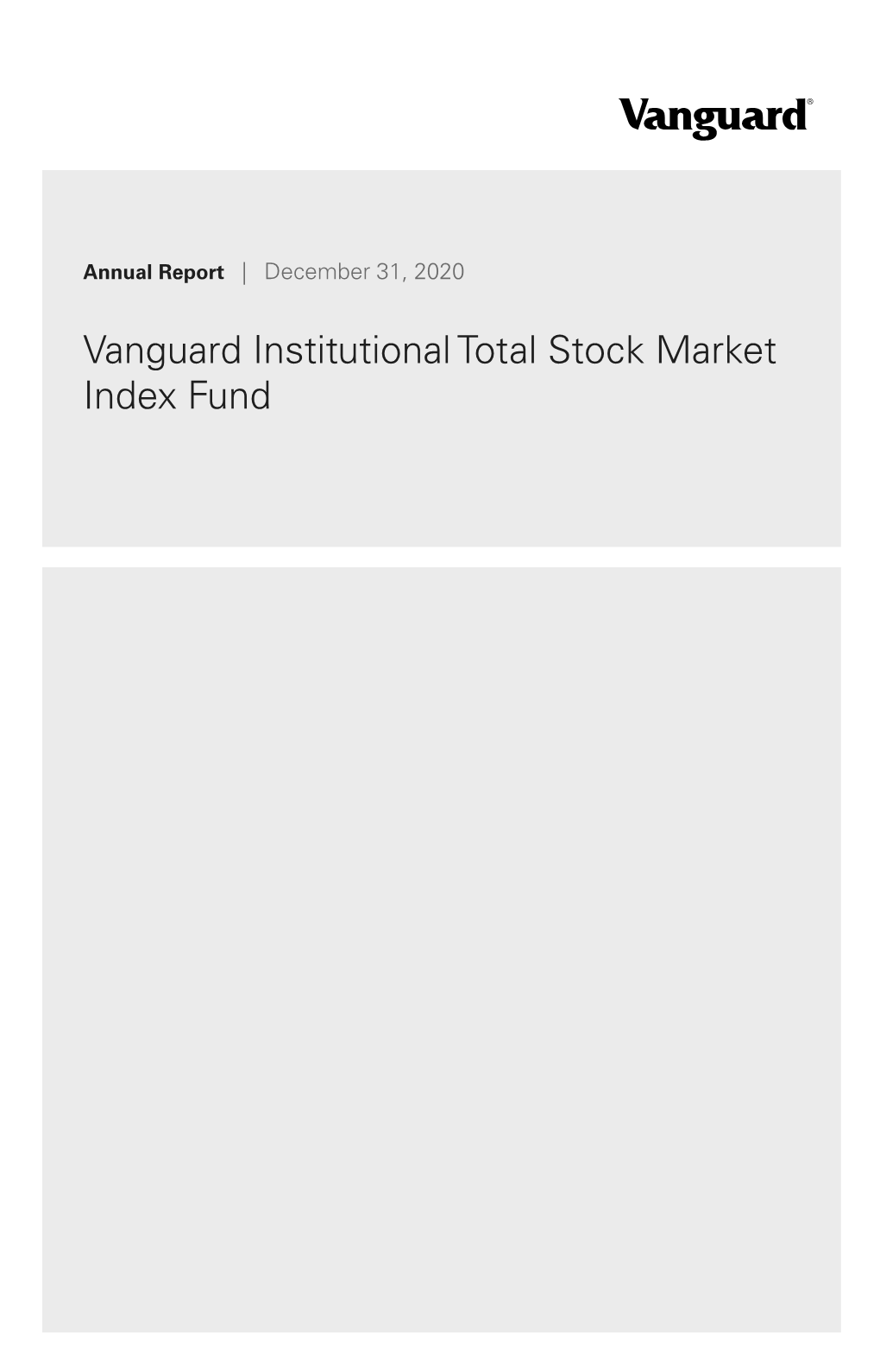 Vanguard Institutional Total Stock Market Index Fund Annual Report
