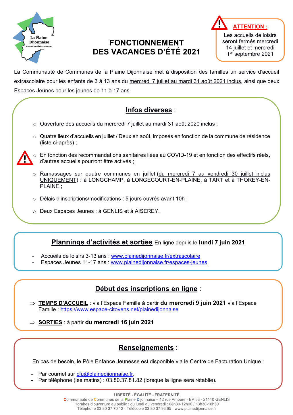 Fonctionnement Des Vacances D'été 2021