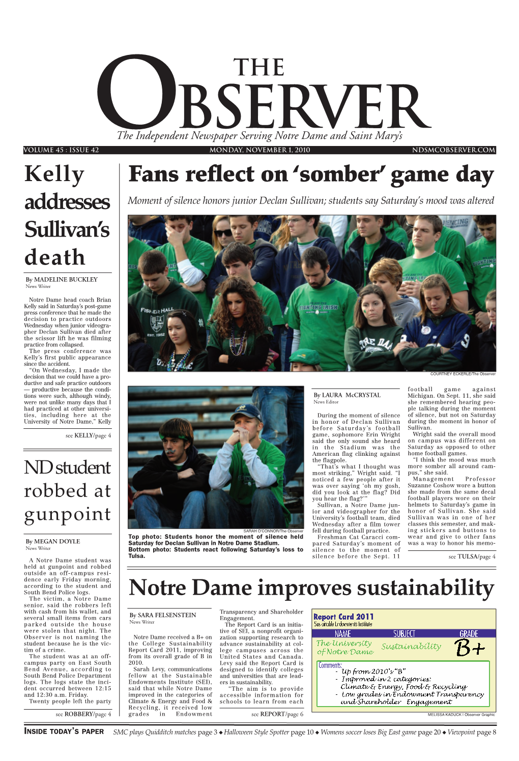 Kelly Addresses Sullivan's Death Fans Reflect on 'Somber' Game Day Notre