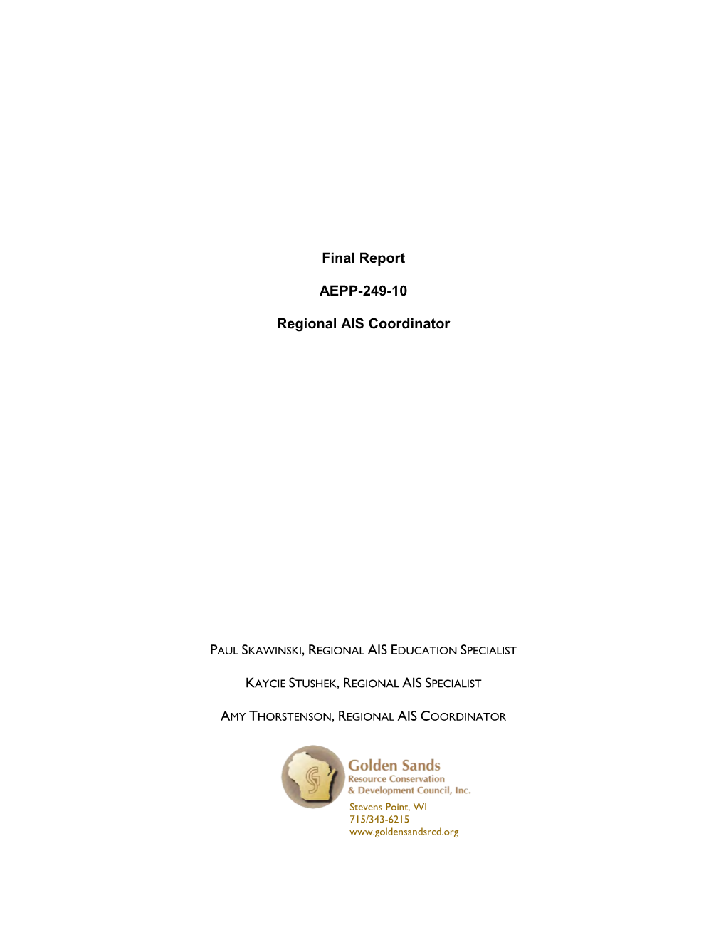 Final Report AEPP-249-10 Regional AIS Coordinator