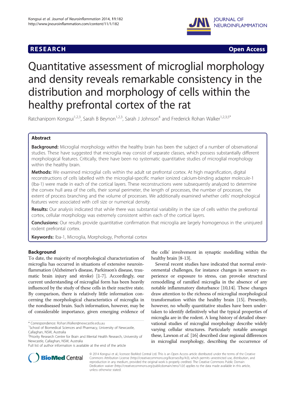 Quantitative Assessment of Microglial Morphology and Density Reveals