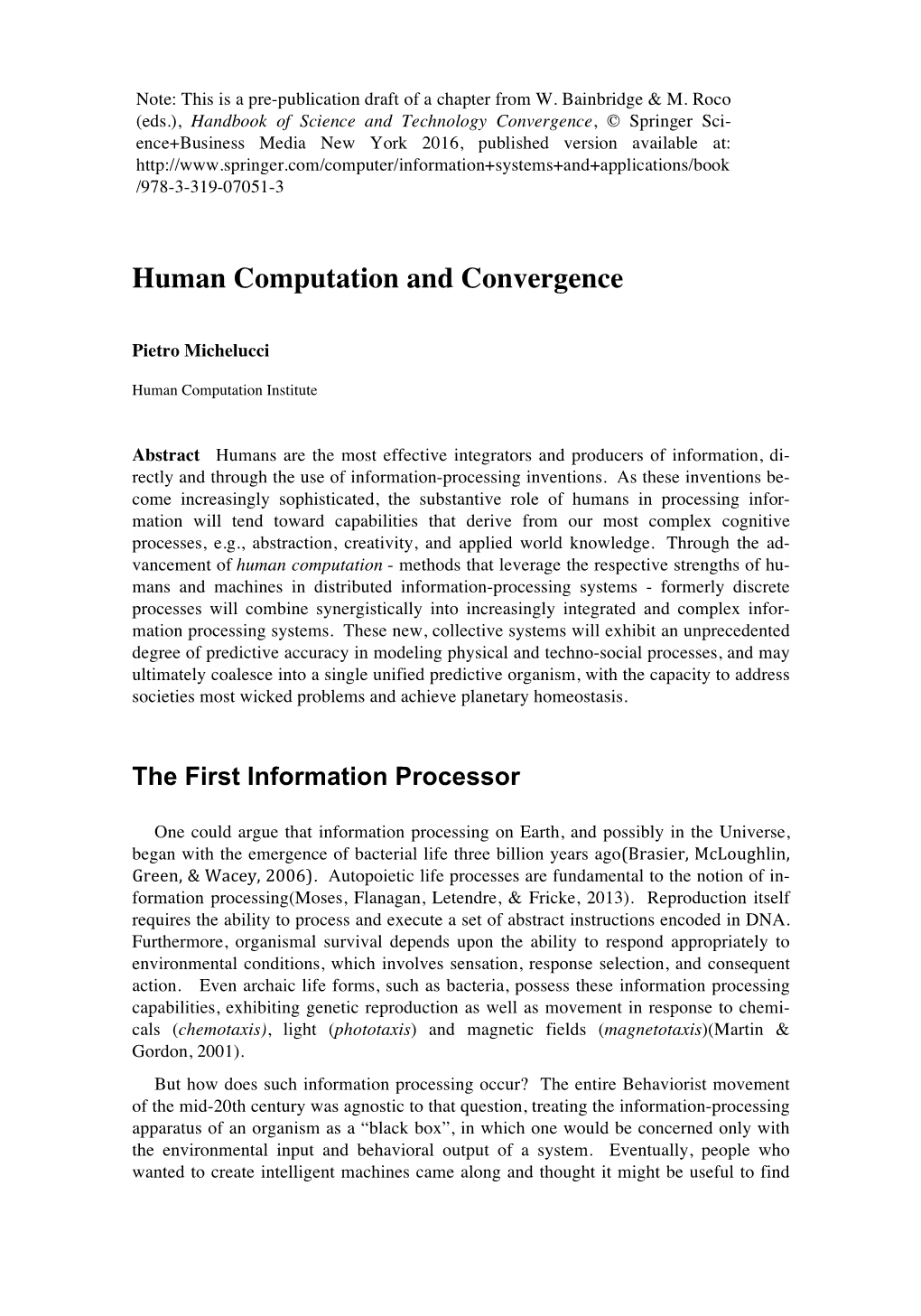 Human Computation and Convergence