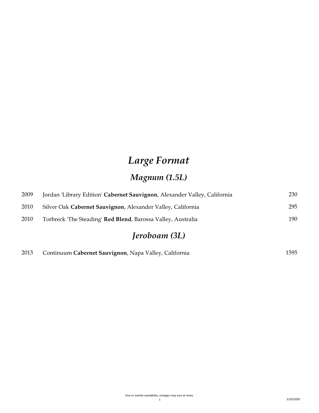 Wine List Via Emilia 2020 Pdf Version.Xlsx