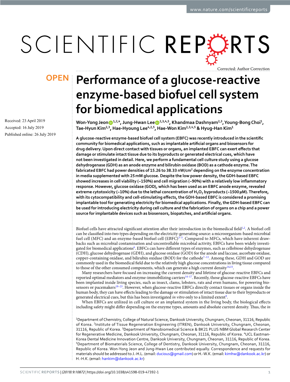 Performance of a Glucose-Reactive Enzyme-Based Biofuel Cell System