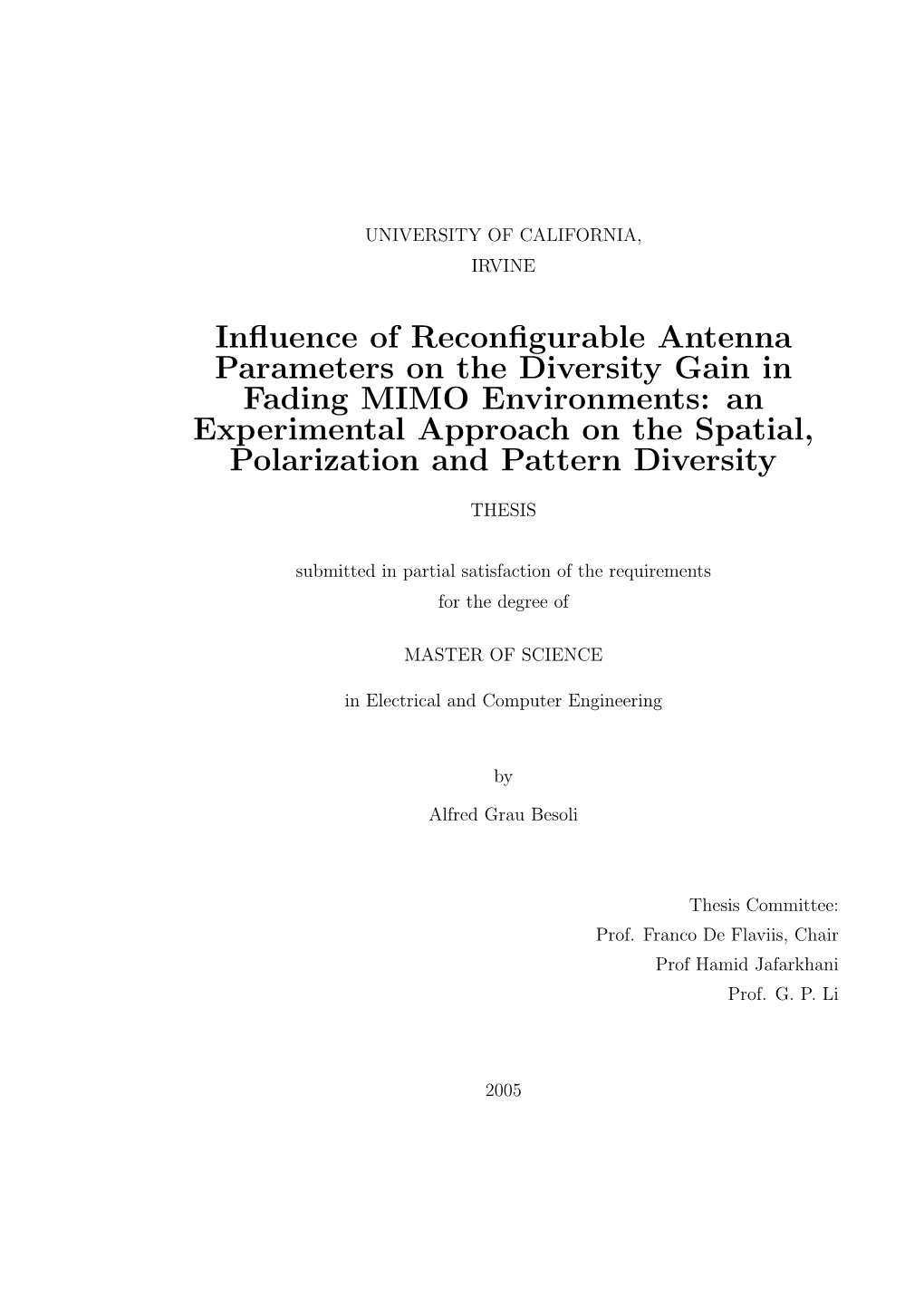 Influence of Reconfigurable Antenna Parameters on the Diversity Gain in Fading MIMO Environments