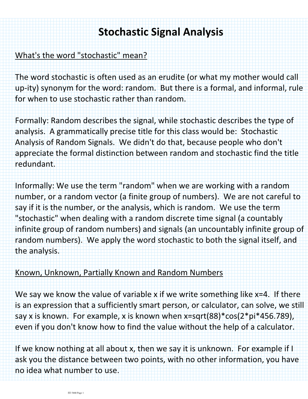 Stochastic Signal Analysis