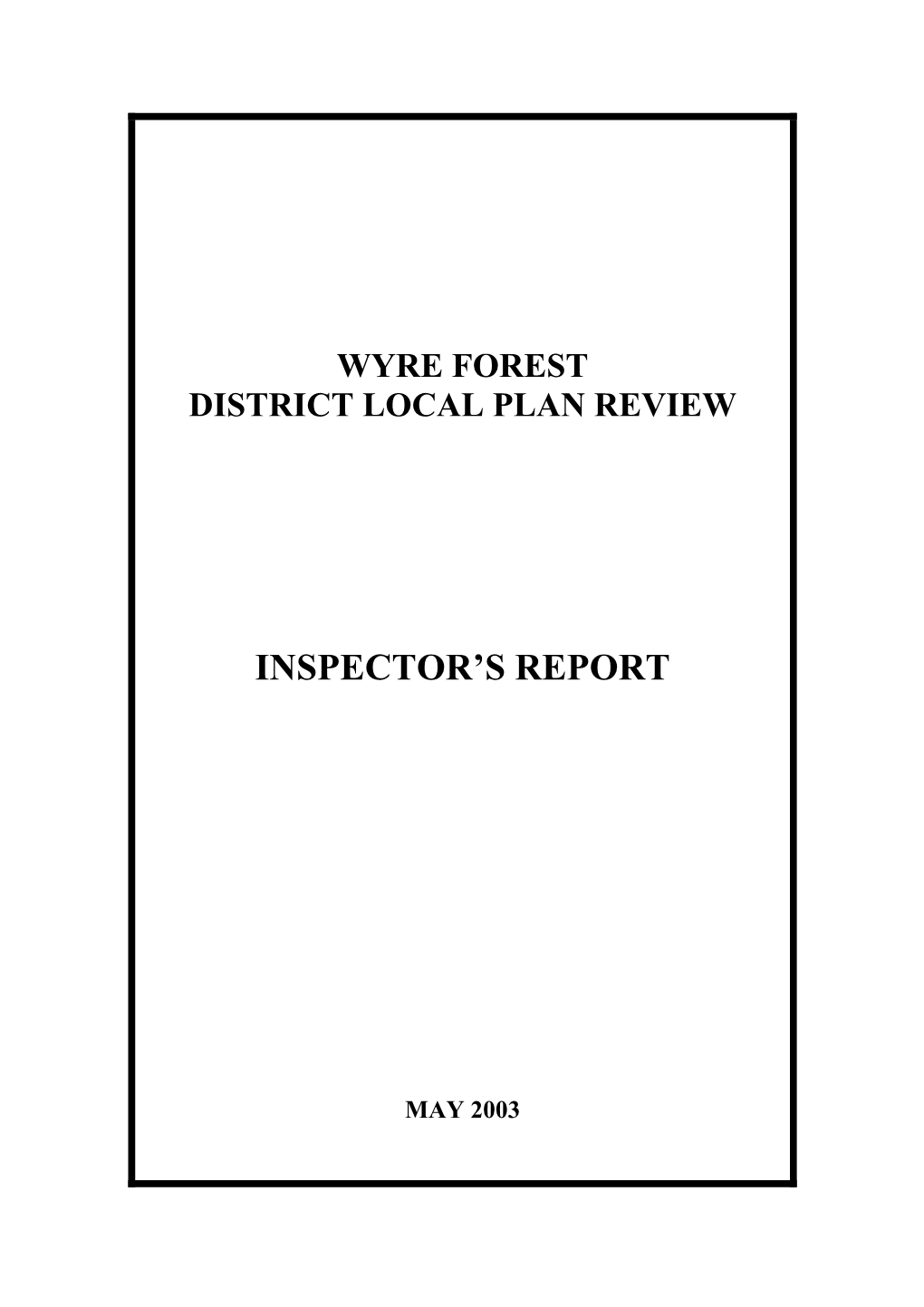 Inspector's Report