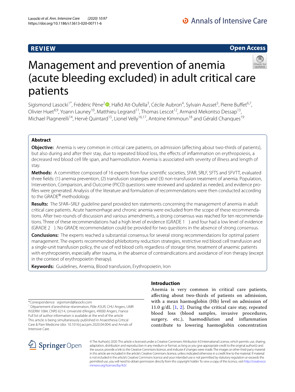 (Acute Bleeding Excluded) in Adult Critical Care Patients